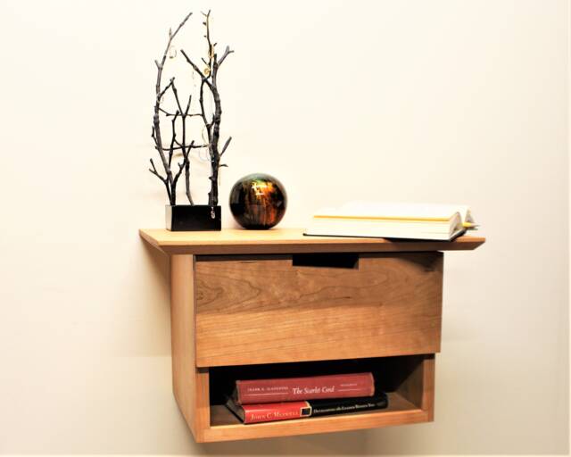 Floating Night Table With Drawer, Bedside Hidden Mount, Nightstand Bedroom Furnishing - image 1