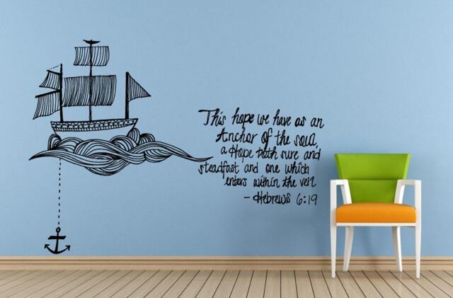 Hebrews 619 Hope Anchor Bible Verse Quote Saying Citation Words Ship Sea Wall Room Vinyl Mural Art Decor Decal Sticker L1624 - image 1