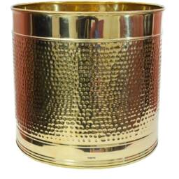 Brass Planter - Hammered Design Plant Container Flower Pot - Planter For Living Room - thumbnail 4