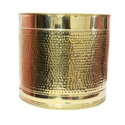 Brass Planter - Hammered Design Plant Container Flower Pot - Planter For Living Room - thumbnail 2