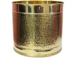 Brass Planter - Hammered Design Plant Container Flower Pot - Planter For Living Room - thumbnail 1