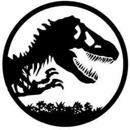 Metal Dino Sign Wall Art Black Circle Skeleton Silhouette Design Bedroom Dinosaur Hanging Trex Steel Artwork Round 16 Inch Jurassic Nursery - thumbnail 4