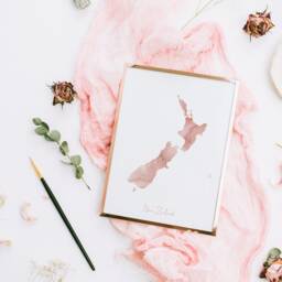 New Zealand Map Pink & Gold Wall Art Print - thumbnail 2