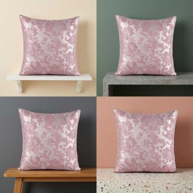 Set Of 4 Filled Pink Floral Cushion Covers 16x16 - image 1