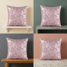 Set Of 4 Filled Pink Floral Cushion Covers 16x16 - thumbnail 1
