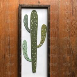 3D Cactus Wood Wall Art Boho Plant Decor - 25x9 Inches - thumbnail 2