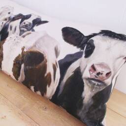 Cows Art Print Cushion Wendy Darker Organic Cotton Lumbar Pillow - thumbnail 2