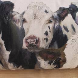 Cows Art Print Cushion Wendy Darker Organic Cotton Lumbar Pillow - thumbnail 3
