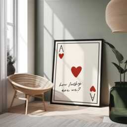 Ace Of Hearts Print - How Lucky Are We Typography Wall Art Anniversary Gift - thumbnail 1