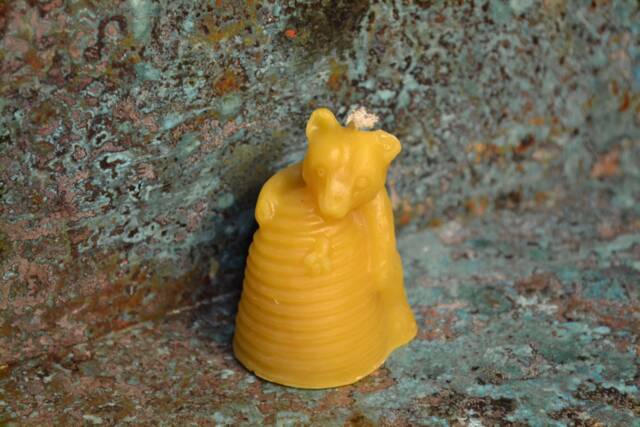 Beeswax Candle Bear With Skep 2.5
