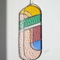 Modern Stained Glass Suncatcher, Window Decoration, Wall Hanging - thumbnail 2