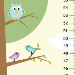 Canvas Growth Chart Owls Boys Nature Forest Kids Bedroom Baby Nursery Wall Art - thumbnail 1