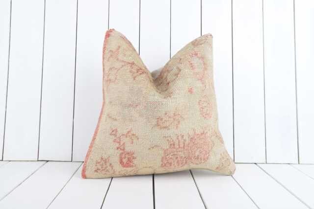 Vintage Turkish Kilim Pillow Cover, Bohemian Accent - 16x16 - image 1