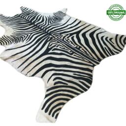 Cowhide Rug Zebra Black White Unique A340 7x6Ft Peau De Vache Imprim??e Zebra Printed Skin - thumbnail 2