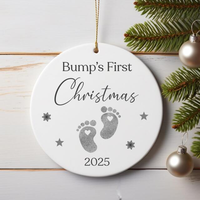 Bump's First Christmas 2025 Tree Ornament Baby Bump Bauble Boy Or Girl - image 1