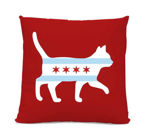 Chicago Flag Cat Pillow - Handmade Home Decor, Lover Gift - image 1