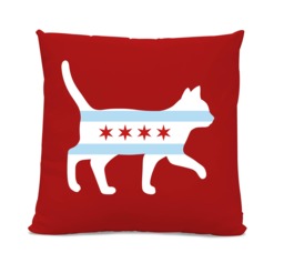 Chicago Flag Cat Pillow - Handmade Home Decor, Lover Gift - thumbnail 1