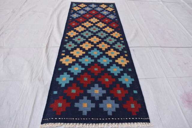 Handwoven Afghan Kilim Runner Geometric Wool Rug - 5.11x2 Ft - image 1