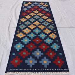 Handwoven Afghan Kilim Runner Geometric Wool Rug - 5.11x2 Ft - thumbnail 4