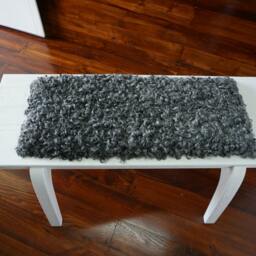 White Oak Bench Swedish Gotland Sheepskin Upholstered, Minimalist Design - thumbnail 4
