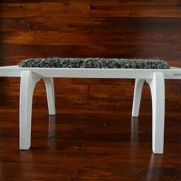 White Oak Bench Swedish Gotland Sheepskin Upholstered, Minimalist Design - thumbnail 2