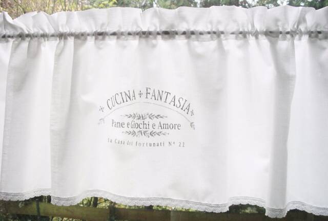 Curtain Shabby Chic Cucina Fantasia Kitchen Sheer Curtain White Country House Bistro Italy - image 1