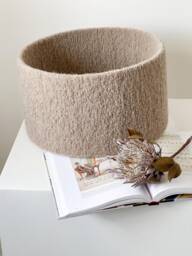 Handmade Beige Boucle Lampshade Cylinder Drum Shade, Custom Size