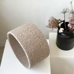 Handmade Beige Boucle Lampshade Cylinder Drum Shade, Custom Size - thumbnail 3