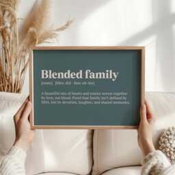 Blended Family Definition Print - Wall Art Modern Home Decor Gift For Step Parents & Kids Wedding Or Christmas - thumbnail 2