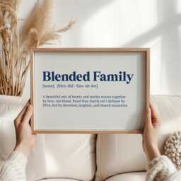 Blended Family Definition Print - Wall Art Modern Home Decor Gift For Step Parents & Kids Wedding Or Christmas - thumbnail 1