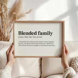 Blended Family Definition Print - Wall Art Modern Home Decor Gift For Step Parents & Kids Wedding Or Christmas - thumbnail 3