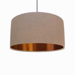 Hazelnut Brown Lampshade in Linen With Copper Lining