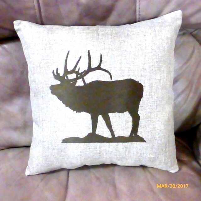 Embroidered Elk Silhouette Pillow - Nature-Inspired Home Decor - image 1