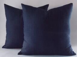 Set Of 2 Navy Blue Linen Pillow Covers Decorative Cushion - thumbnail 1