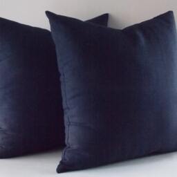 Set Of 2 Navy Blue Linen Pillow Covers Decorative Cushion - thumbnail 2