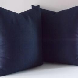 Set Of 2 Navy Blue Linen Pillow Covers Decorative Cushion - thumbnail 4