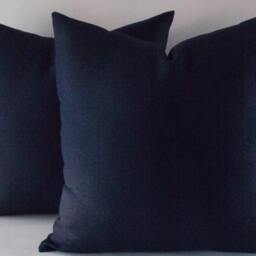 Set Of 2 Navy Blue Linen Pillow Covers Decorative Cushion - thumbnail 3