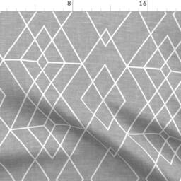 White Gray Diamond Curtain Panel - Grid Lines Geometric Shapes Neutral Scandinavian Custom Texture By Kimsa - thumbnail 4