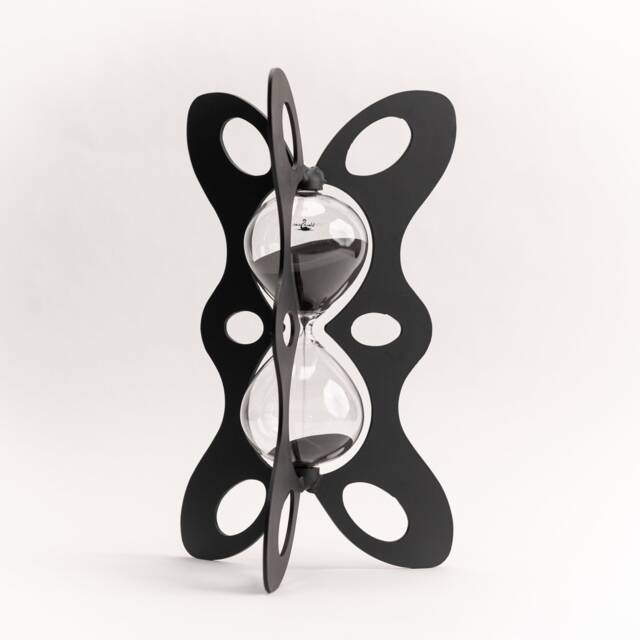 Mid-Century Modern Sand Timer - Black Metal Hourglass, 30 Minute - image 1