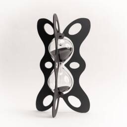 Mid-Century Modern Sand Timer - Black Metal Hourglass, 30 Minute - thumbnail 1