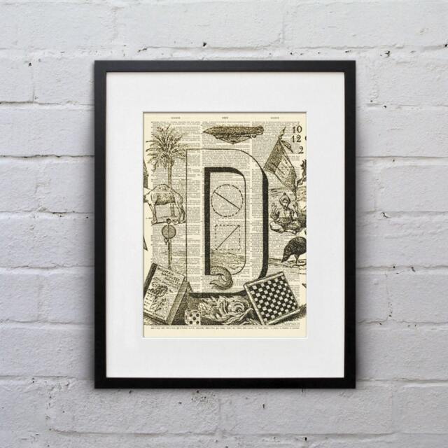 The Letter D Vintage French Alphabet - Shabby Chic Dictionary Page Book Art Print Dpfa004 - image 1
