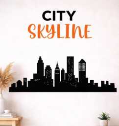 Skyline Wall Decal Skyscraper Sticker City Large Line Wall Decor Sticker Self Adhesive Vinyl - thumbnail 1