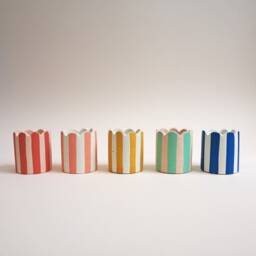 Mini Scalloped Stripy Pot/Tea Light Holder - Choose Your Colours - thumbnail 2