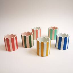 Mini Scalloped Stripy Pot/Tea Light Holder - Choose Your Colours - thumbnail 3