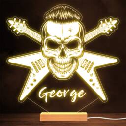 Skull Punk Rock Star Guitars Music Gothic Style Personalised Gift Night Light - thumbnail 1