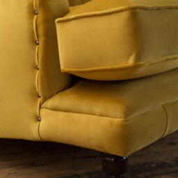 Handmade Large Harvard 3 Seater Chesterfield Sofa - Mustard Gold House Velvet - thumbnail 3