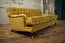Handmade Large Harvard 3 Seater Chesterfield Sofa - Mustard Gold House Velvet - thumbnail 1