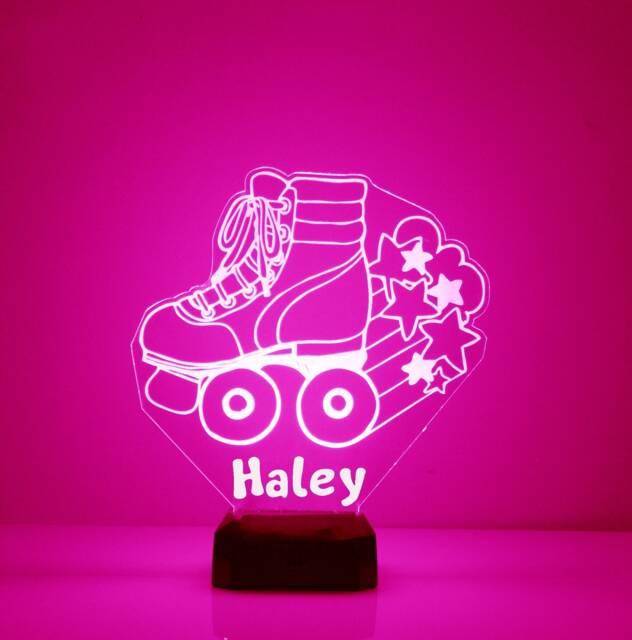 Light Up Roller Skate, Custom Engraved Led Night Light, Personalized Free, 16 Color Options With Remote Control, Rollerskate Enthusiast Gift - image 1