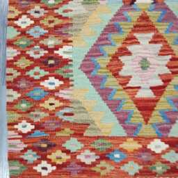 Runner Rug Classic, Handmade Artisan Afghan Turkish, Scandinavian, Navajo, Bohemian, Wool Flatweave Multicolour Kilim 200x81 cm - thumbnail 4