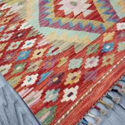 Runner Rug Classic, Handmade Artisan Afghan Turkish, Scandinavian, Navajo, Bohemian, Wool Flatweave Multicolour Kilim 200x81 cm - thumbnail 2